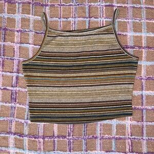 Striped square neck cropped top